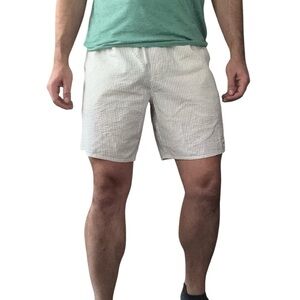Rhythm Men’s 8” Seersucker Stripe Short Size 34 Cream New Lightweight Cotton